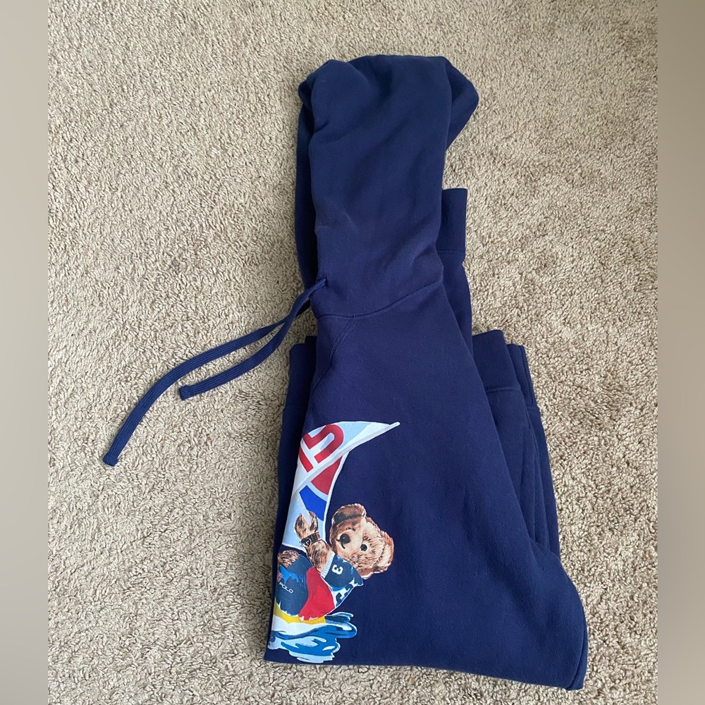 Polo Bear 🐻 Hoodie Navy SZ Medium